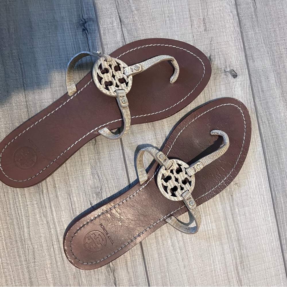 Tory Burch Brown and Gold Sandals